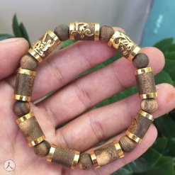 Vòng Trầm bọc vàng chữ Phúc Lộc Thọ (F29)