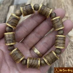 vòng tay trầm hương bọc vàng 18k cho nam